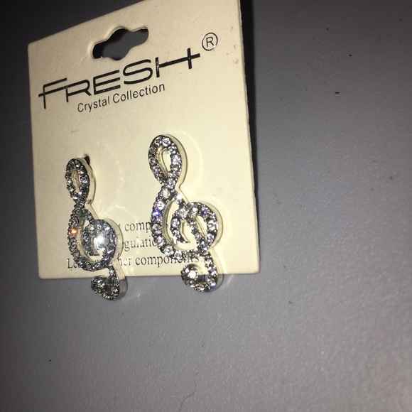 Rhinestone treble clef earrings - Picture 8 of 8